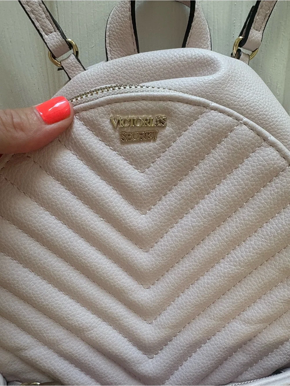 Victoria's Secret Pink Quilted Mini Backpack with Gold Chain